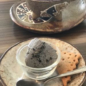 soy, black sesame pudding at Imacoco in Okinawa