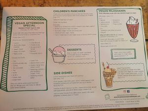 Vegan menu at Double Dutch Pancake House in York