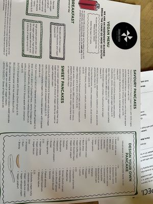 Vegan Menu  at Double Dutch Pancake House in York
