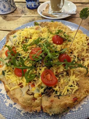 Savory the big veg pancake at Double Dutch Pancake House in York