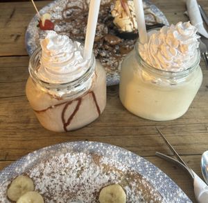 Choc milkshake, banana milkshake   at Double Dutch Pancake House in York