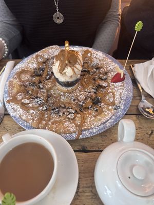 All the biscuits pancake with vegan ice cream   at Double Dutch Pancake House in York