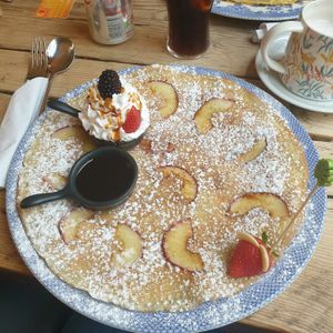 Pear and stroop syrup pancake at Double Dutch Pancake House in York