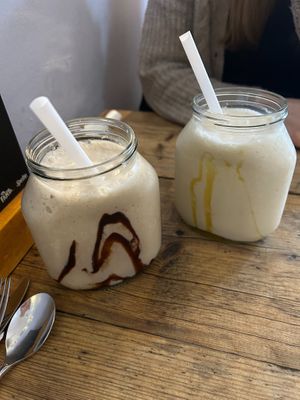 Vegan Chocolate (left) and Vegan Butterscotch (right) Milkshakes at Double Dutch Pancake House in York