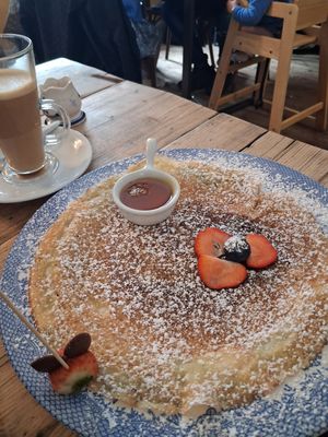Butterscotch crepe with coffee at Double Dutch Pancake House in York