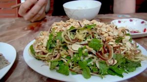 Banana flower salad. Fresh and so refreshing. Great big portions at an unbeatable price. at An Lac in Ninh Binh
