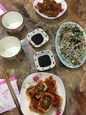 Banana Flower Salad & Stuffed Tofu at An Lac in Ninh Binh