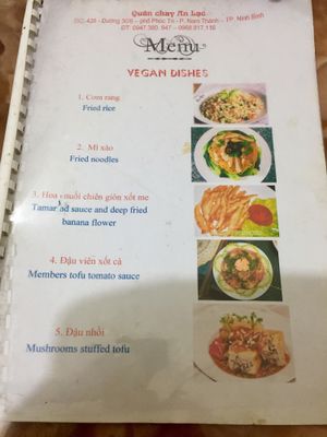 Menu p.1 at An Lac in Ninh Binh