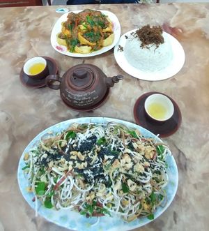 Banana flower salad! Very flavourful and delicious.  at An Lac in Ninh Binh