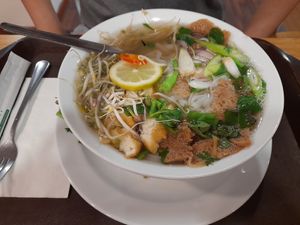 Pho with vegetables and soy at Veganland - Karlovo Namesti in Prague