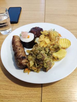 Buffet food at Veganland - Karlovo Namesti in Prague
