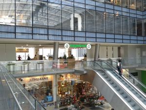 The outside of restaurant at Veganland - Karlovo Namesti in Prague