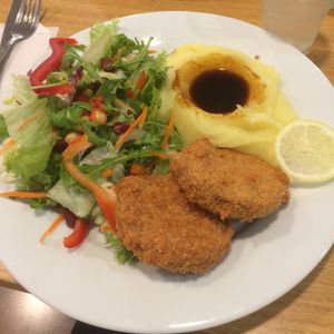 Delicious seitan schnitzel. Even my omni mum loved it. The place was friendly and they had a lot of options that I'm definitely going to try! at Veganland - Karlovo Namesti in Prague