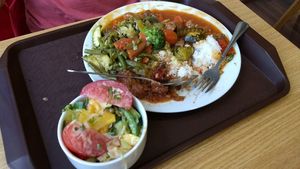 Lots of food for only €4 euros at Veganland - Karlovo Namesti in Prague