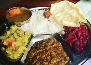 Home style South Indian thali curries served daily.
 at Babaji's Kitchen in Belgrave