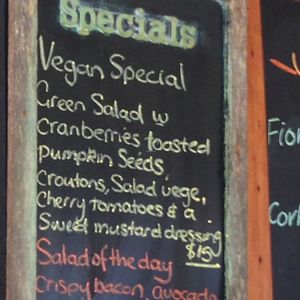 1 vegan special- for 15$ at Sandfly Cafe in Te Anau