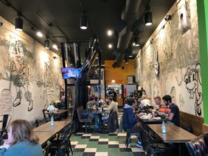 Funky rustic setting at Even Stevens Sandwiches in Logan