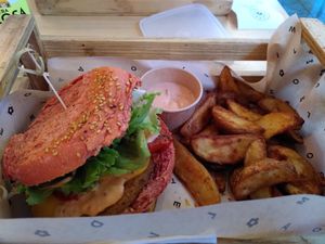 Pinky burger at Flower Burger in Turin