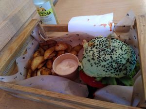Green burger at Flower Burger in Turin