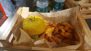 Vegan burger with wedges. 10% off at lunchtime! at Flower Burger in Turin