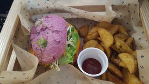 Cherry bomb burger at Flower Burger in Turin