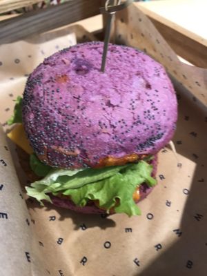 Cherry bomb burger at Flower Burger in Turin