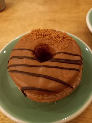 Biscoff cronut. Vegan at Fig and Sparrow in Manchester