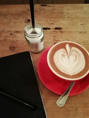 mocha with oat milk at Fig and Sparrow in Manchester