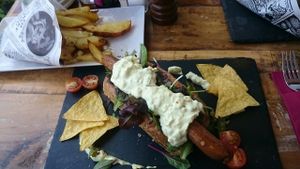 Riquísimo perrito caliente vegano  at Organic Cafe in Fuengirola