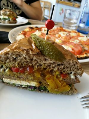 Half a vegan burger at Organic Cafe in Fuengirola