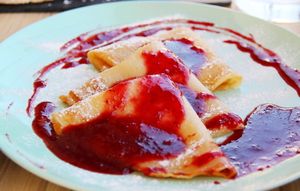 Vegan crepes with jam. Crepes were good as ordinary.  at Organic Cafe in Fuengirola