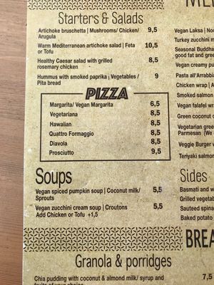 Menu part1 at Organic Cafe in Fuengirola