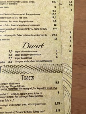 Desserts at Organic Cafe in Fuengirola