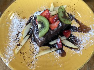 Vegan chocolate cake at Organic Cafe in Fuengirola