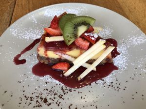 Vegan baked cheesecake at Organic Cafe in Fuengirola