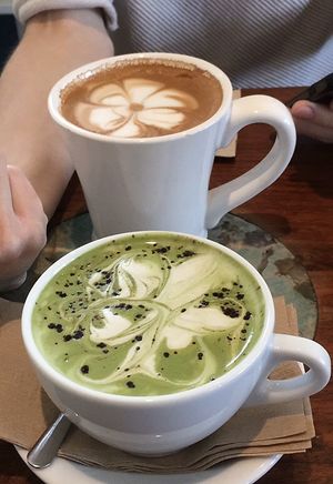 Rising sun latte 🍵 at Urth Caffe in Laguna Beach