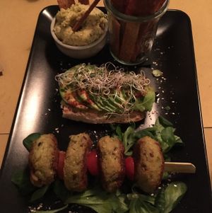 homemade falafels and appetizer mix at Gorilla in Turin