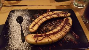 Baked Banana with Chocolate Sauce at Gorilla in Turin