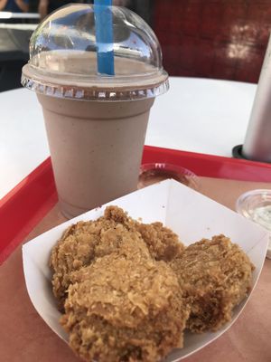 New vegan tofu nuggets and chocolate shake at Burgerlords - Chinatown in Los Angeles