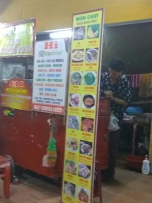 Veggie menu on display at the stall at Hi Foodcourt Stall in Hoi An