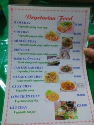 Veggie menu page 1 at Hi Foodcourt Stall in Hoi An
