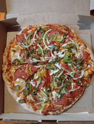 Vegan Mexican pizza with added corn chips at Harry's Gourmet Pizza in Adamstown