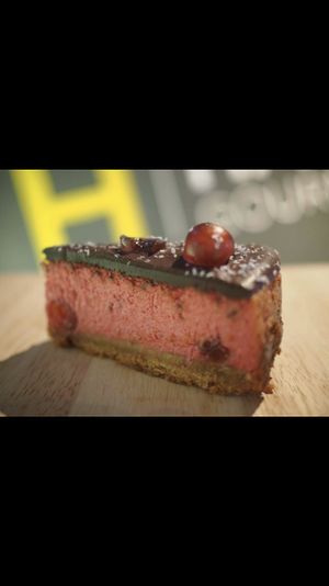 Vegan Cherry Ripe Cheesecake  at Harry's Gourmet Pizza in Adamstown