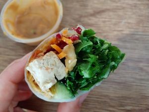 Tofu avocado rice paper roll with miso ginger sauce at Peko Peko in Dunsborough