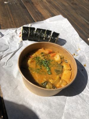 Teriyaki tofu sushi and Nepalese vege curry.  at Peko Peko in Dunsborough