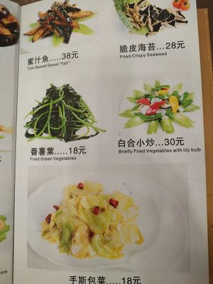 A pg fm the menu at Tian Yi Su Cai Guan in Guangzhou