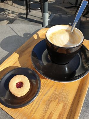 Vegan biscuit and Cappuccino at Kaffabar in Brussels
