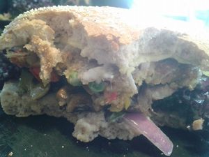 The farmer's burger up close. YUM! at Veggiezz - Alserbachstr in Vienna