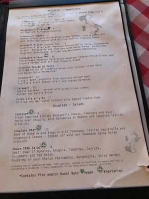 Menu at Pia's Trattoria in Gulfport