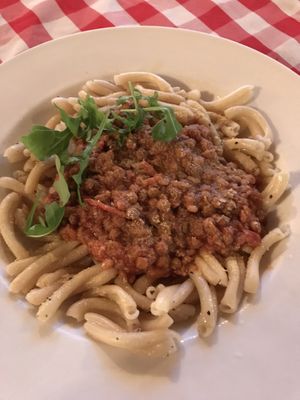 Vegan pasta with lentil bolognese  at Pia's Trattoria in Gulfport